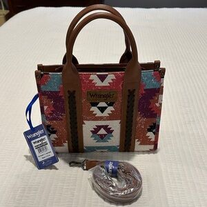 Wrangler Aztec Pattern Satchel with Brown Accents